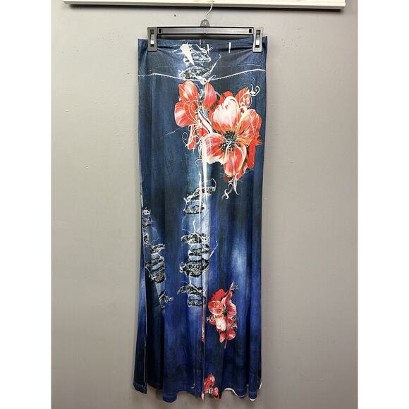 Joo Bee USA Floral Pants‎ Womens Small Multi Color Stretch Bold Festival Artsy - Picture 1 of 7